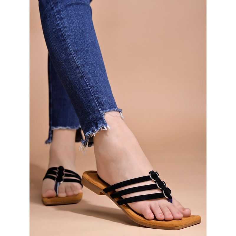 Shoetopia Stylish Solid Black Flats for Women (EURO 40)