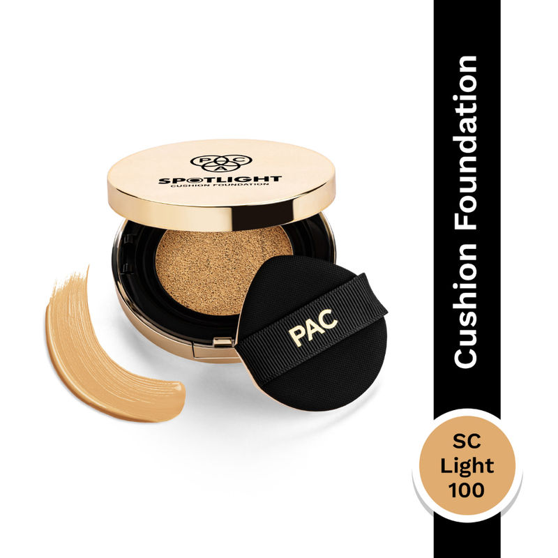 PAC Spotlight Cushion Foundation Light 100 - Breathable Long Wearing, Soft Focus Matte Finish