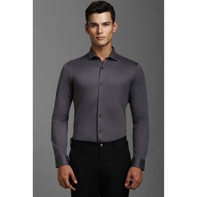 Louis Philippe Men Grey Slim Fit Solid Full Sleeves Formal Shirt (36)