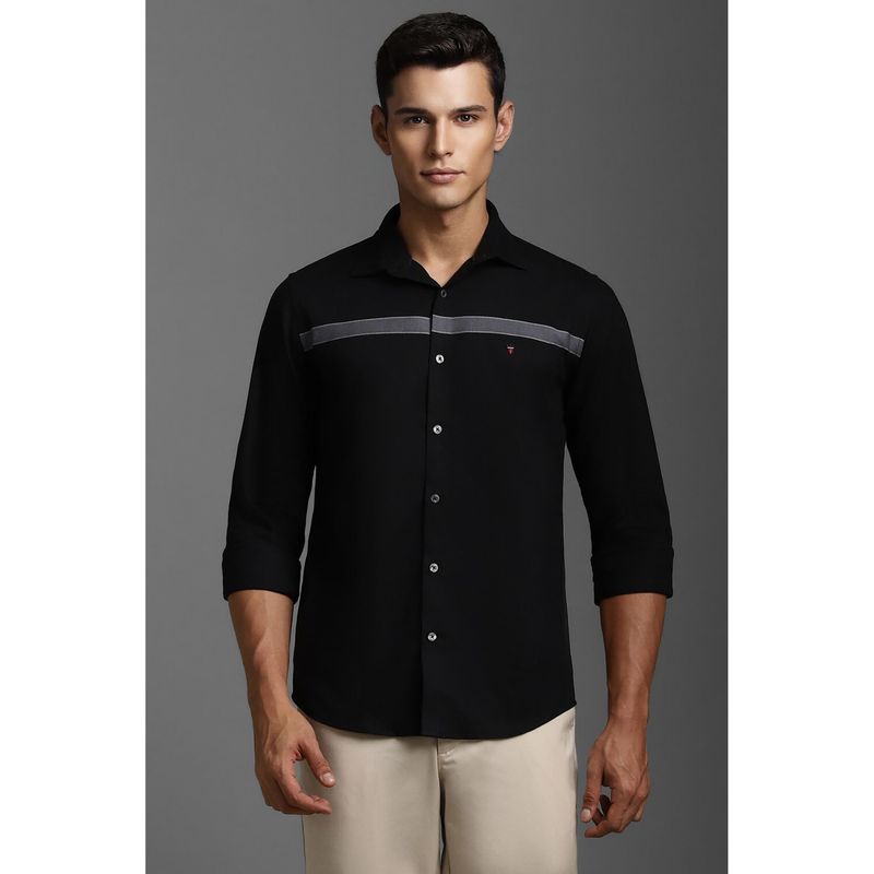 Louis Philippe Men Black Super Slim Fit Print Full Sleeves Casual Shirt (39)