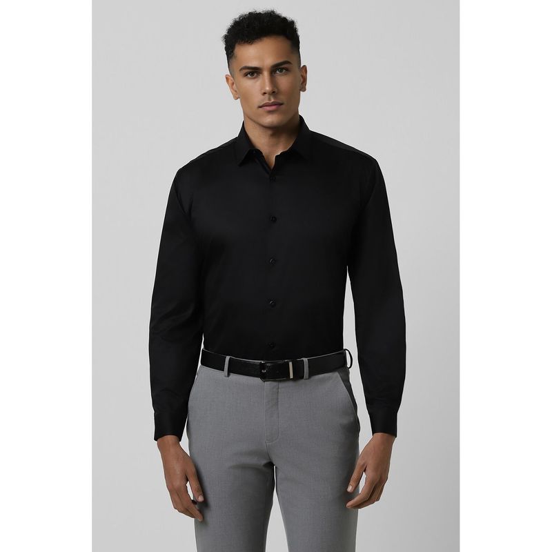 Van Heusen Men Black Slim Fit Solid Full Sleeves Party Shirt (42)