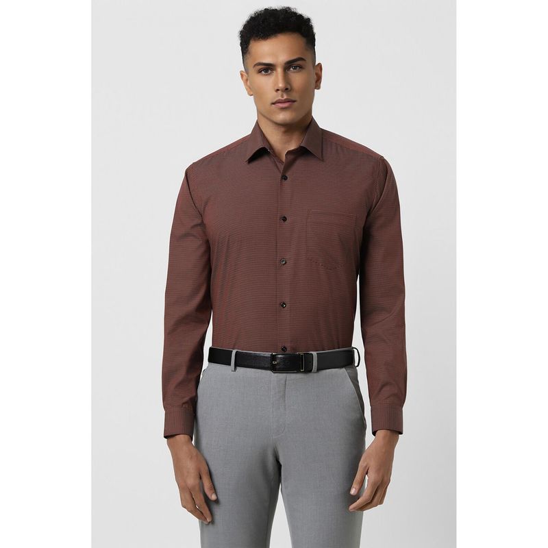 Van Heusen Men Brown Regular Fit Checks Print Full Sleeves Formal Shirt (39)