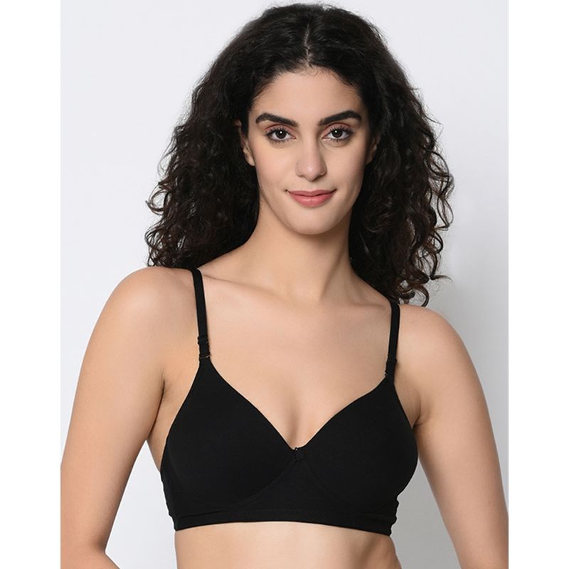 Da Intimo Black Lightly Padded Wirefree Medium Coverage T-Shirts Bra (36C)
