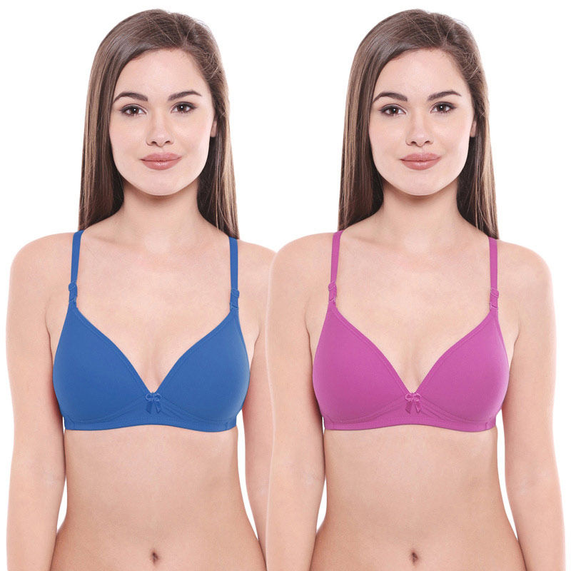 Bodycare Pack Of 2 Lightly Padded T-Shirt Bra - Multi Color (36B)