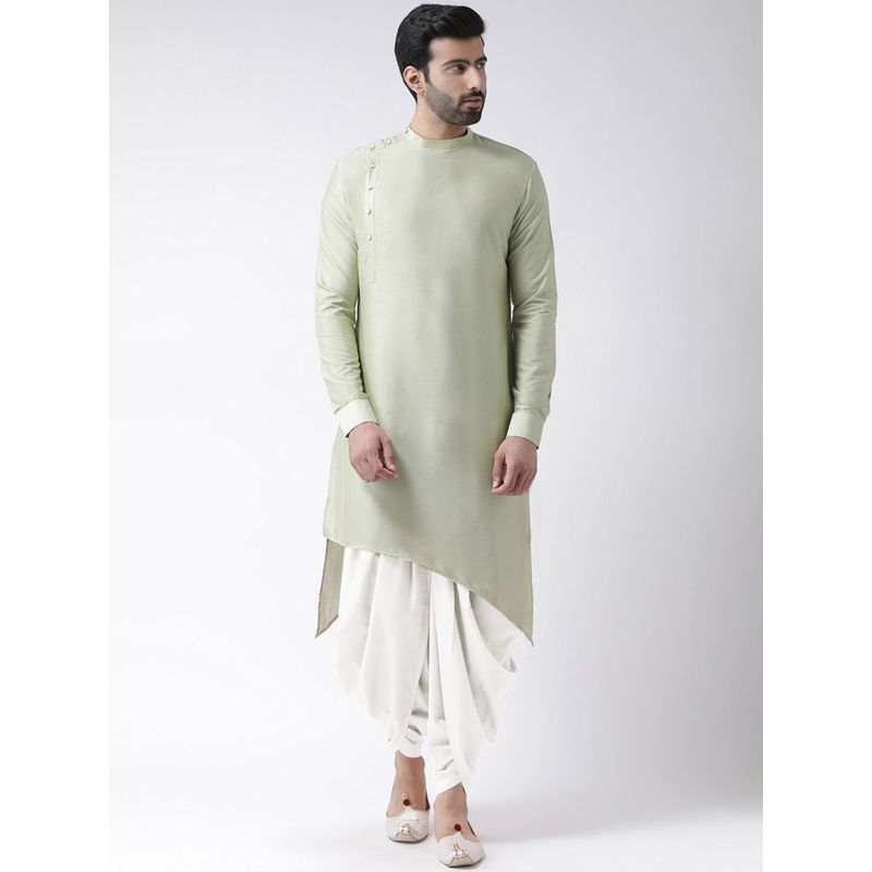 KISAH PLUS Men Green Kurta Dhoti (Set of 2) (50)