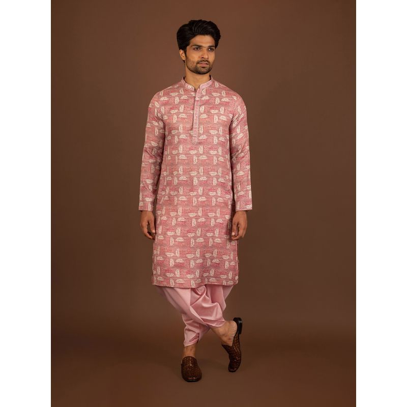 KISAH Men Pink Kurta Dhoti (Set of 2) (38)