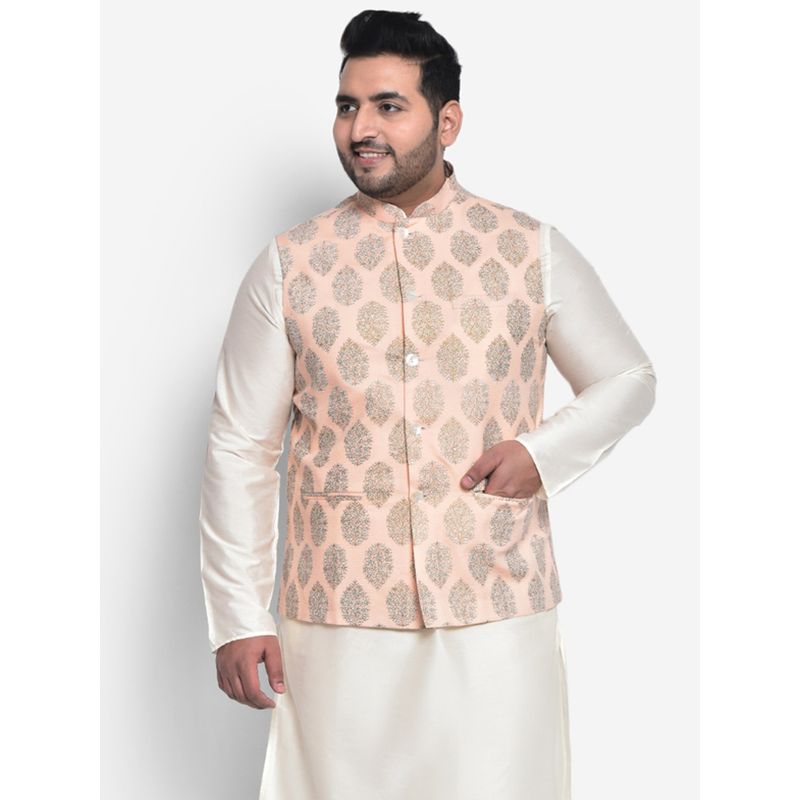 KISAH PLUS Men Peach Nehru Jacket (48)