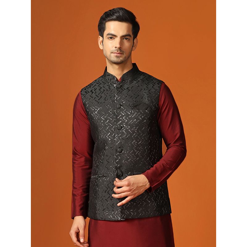 KISAH Men Black Nehru Jacket (38)