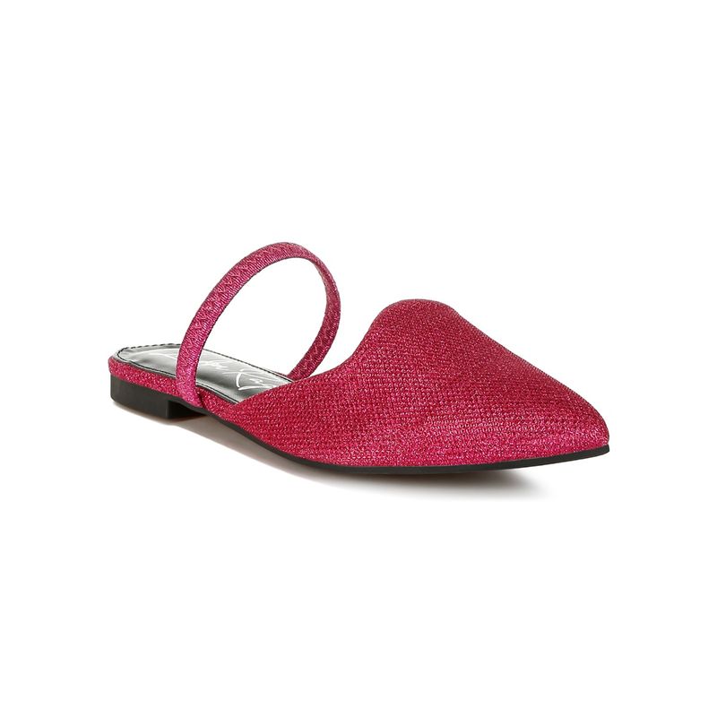London Rag Glitter Faux Leather Flat Pink Mules (UK 3)