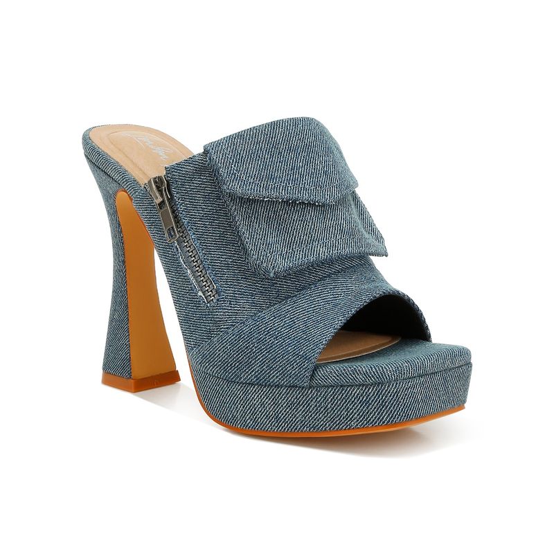 London Rag Denim Pouch Detail Blue Sandal Heels (UK 6)