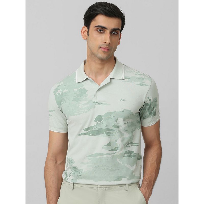 Mufti Men Green Camouflage Slim Fit Polo T-Shirt (M)