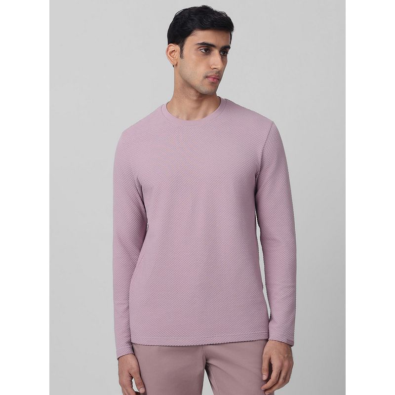 Mufti Men Lavender Self Design Slim Fit T-Shirt (2XL)