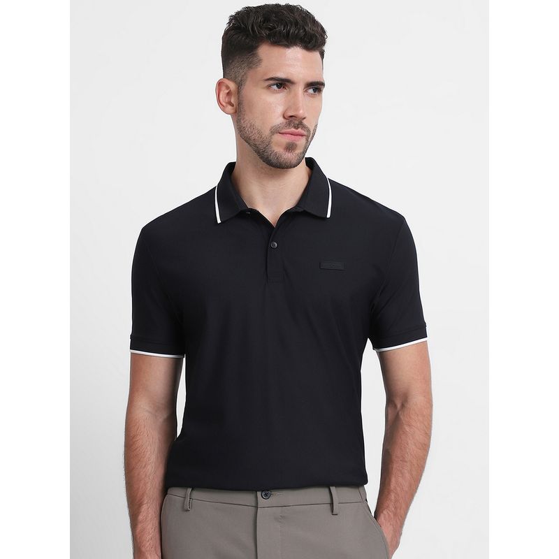 Mufti Men Black Solid Slim Fit Polo T-Shirt (XL)