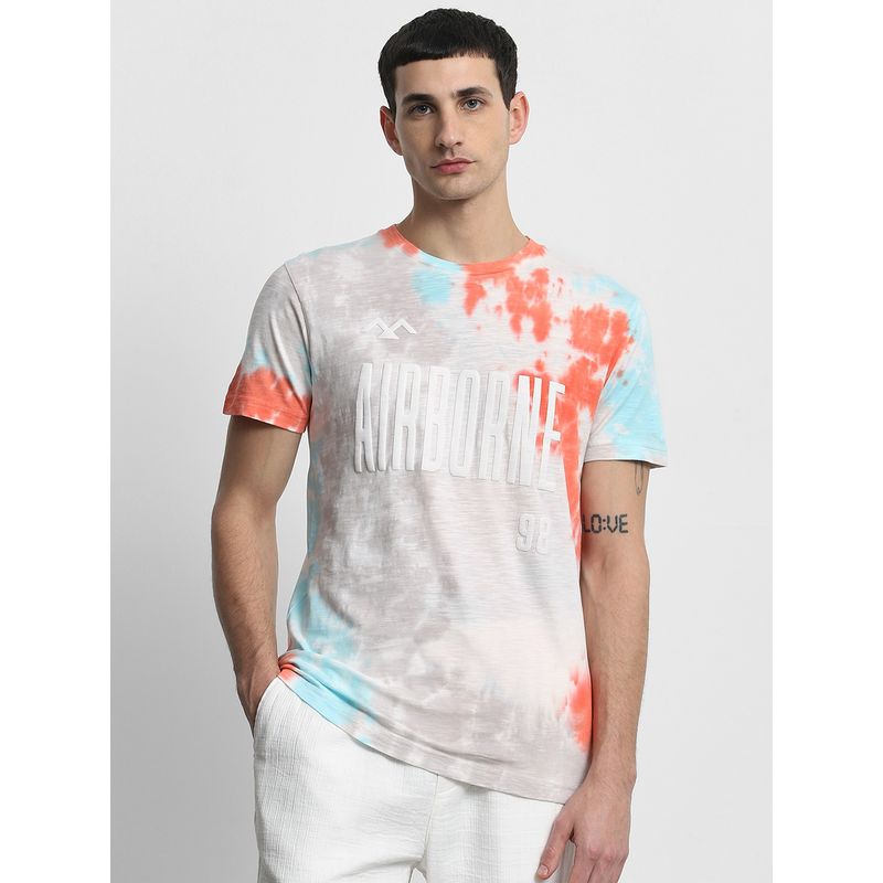 Mufti Men Multi-Color Tie & Dye Slim Fit T-Shirt (3XL)