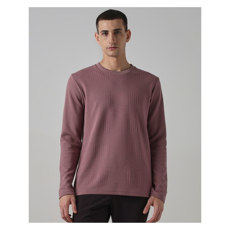 Mufti Men Purple Geometric Slim Fit T-Shirt (M)