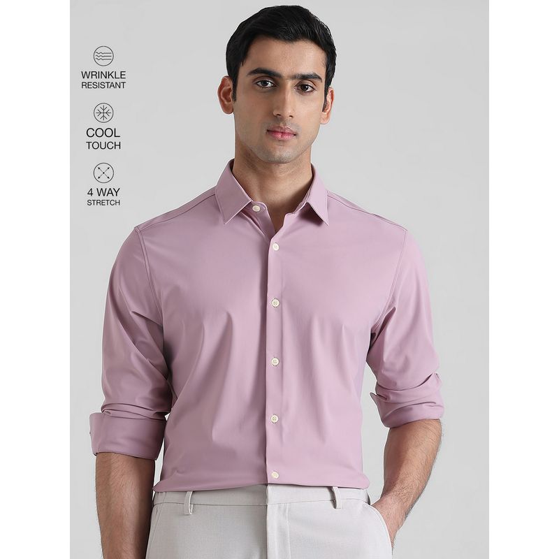 Mufti Men Purple Solid Slim Fit Shirt (2XL)