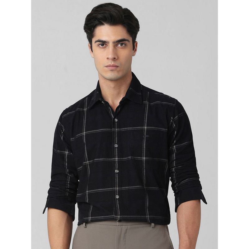Mufti Men Black Checks Slim Fit Shirt (M)