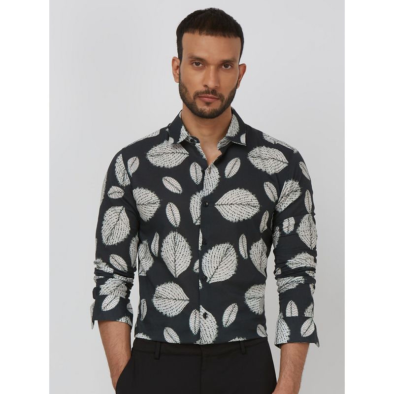 Mufti Men Green Printed Slim Fit Shirt (6XL)