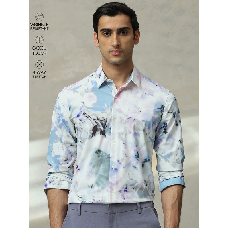 Mufti Men Multi-Color Abstract Slim Fit Shirt (L)