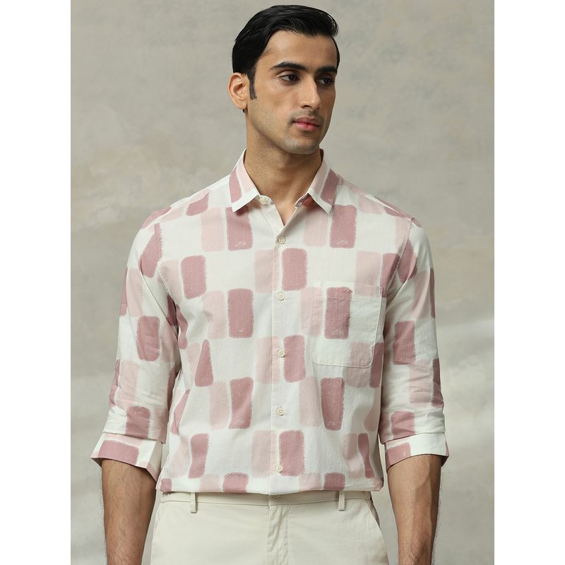 Mufti Men Off White Abstract Slim Fit Shirt (3XL)