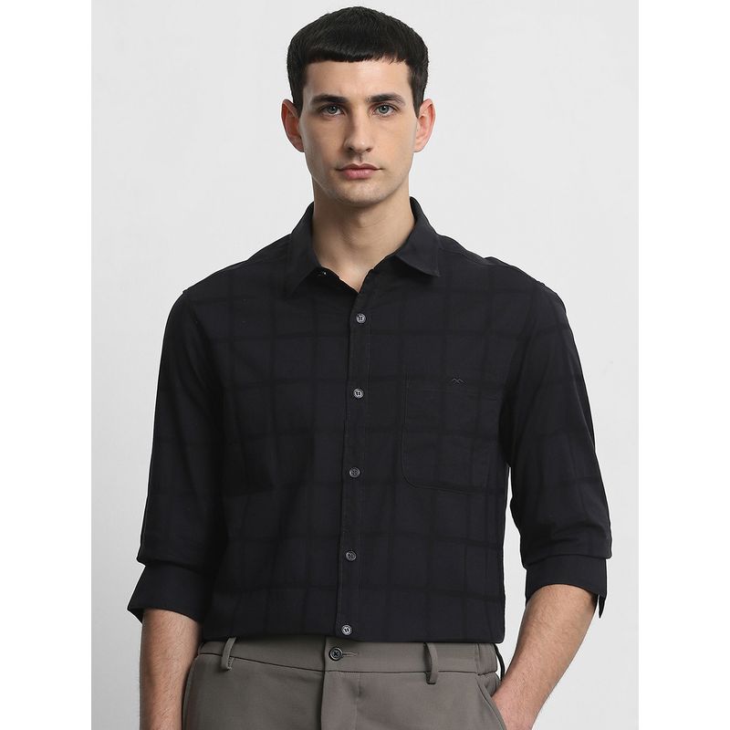 Mufti Men Black Checks Slim Fit Shirt (L)