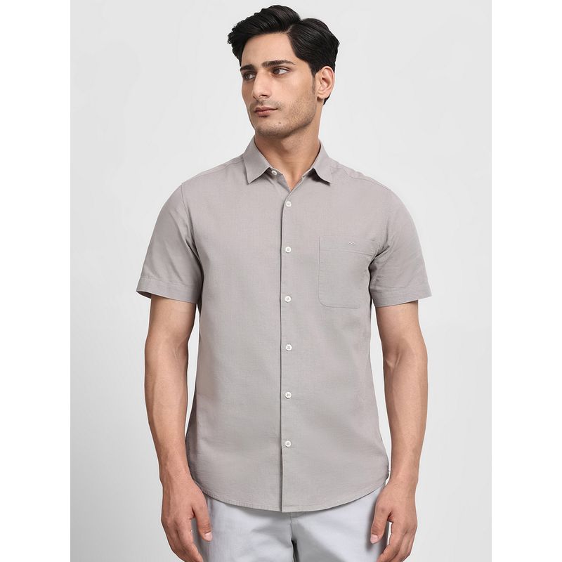 Mufti Men Grey Solid Slim Fit Shirt (3XL)