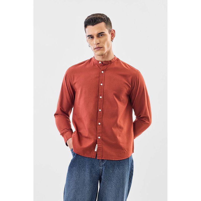 Snitch Men Rust Solid Full Sleeves Regular Casual Shirt (XS)
