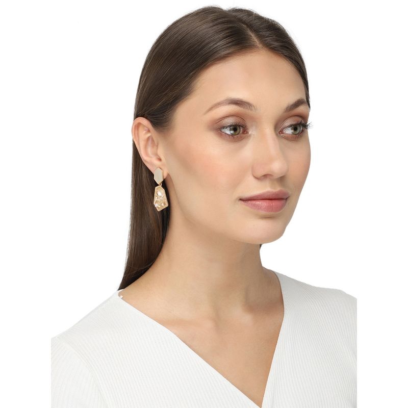 YG - LARGE TWO IRIDESCENT CLEAR STOME DROP - EARRINGS main image 1
