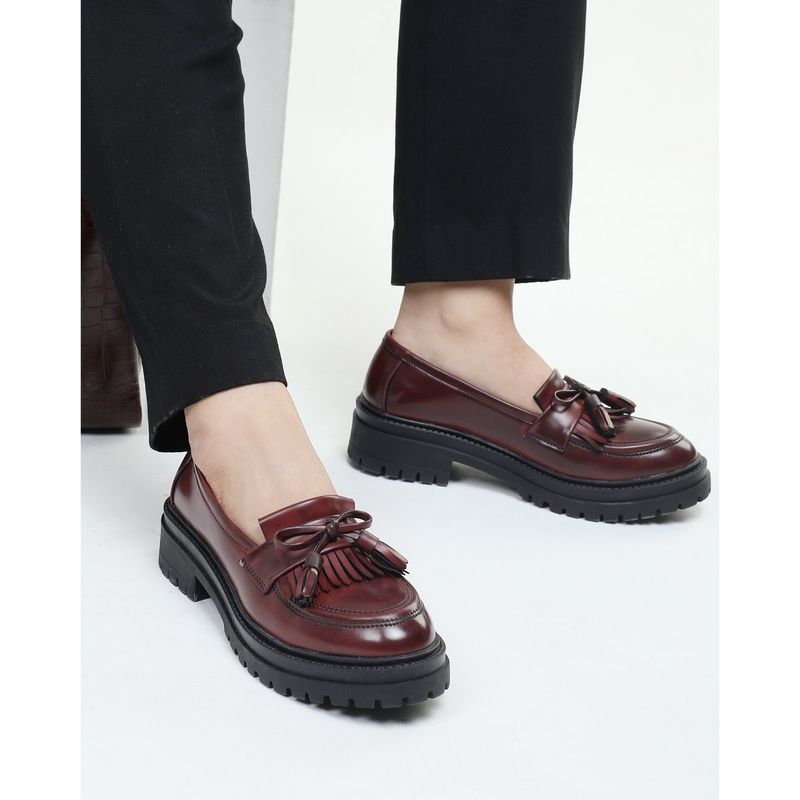 SHUZ TOUCH Maroon Chunky Solid Lofers (EURO 40)