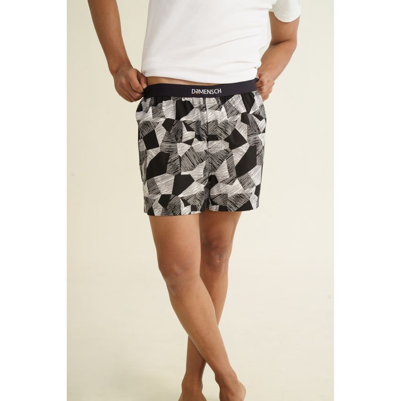 DaMENSCH Men Black Breeze Ultra-Light Printed Cotton Inner Boxer (L)