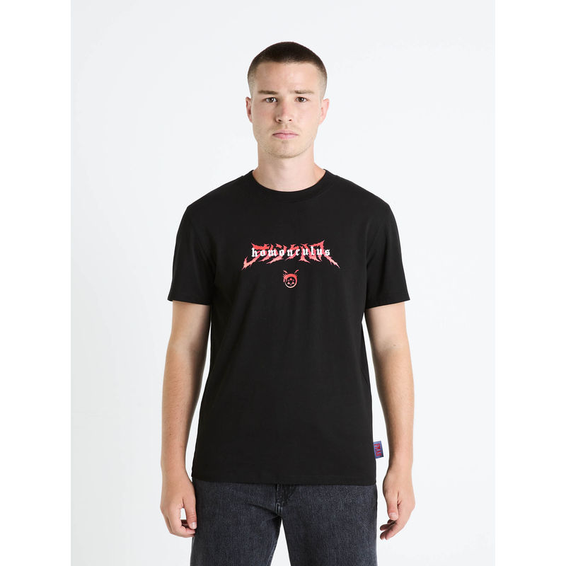 Buy CELIO Men Black Graphic Regular Fit Cotton Full Metal