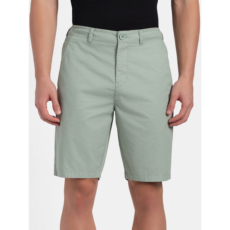 Jockey 1203 Men Super Combed Mercerised Cotton Woven Straight Fit Shorts-Iceberg Green (S)