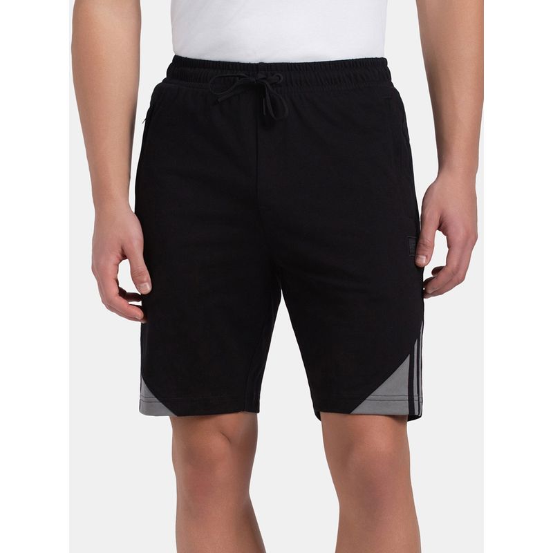 Jockey AM15 Men Super Combed Cotton Straight Fit Shorts - Black and Performance Grey (S)