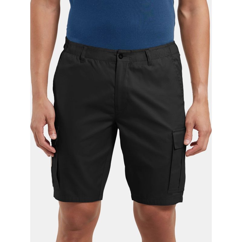 Jockey UM17 Men Super Combed Mercerised Cotton Woven Cargo Shorts - Black (S)