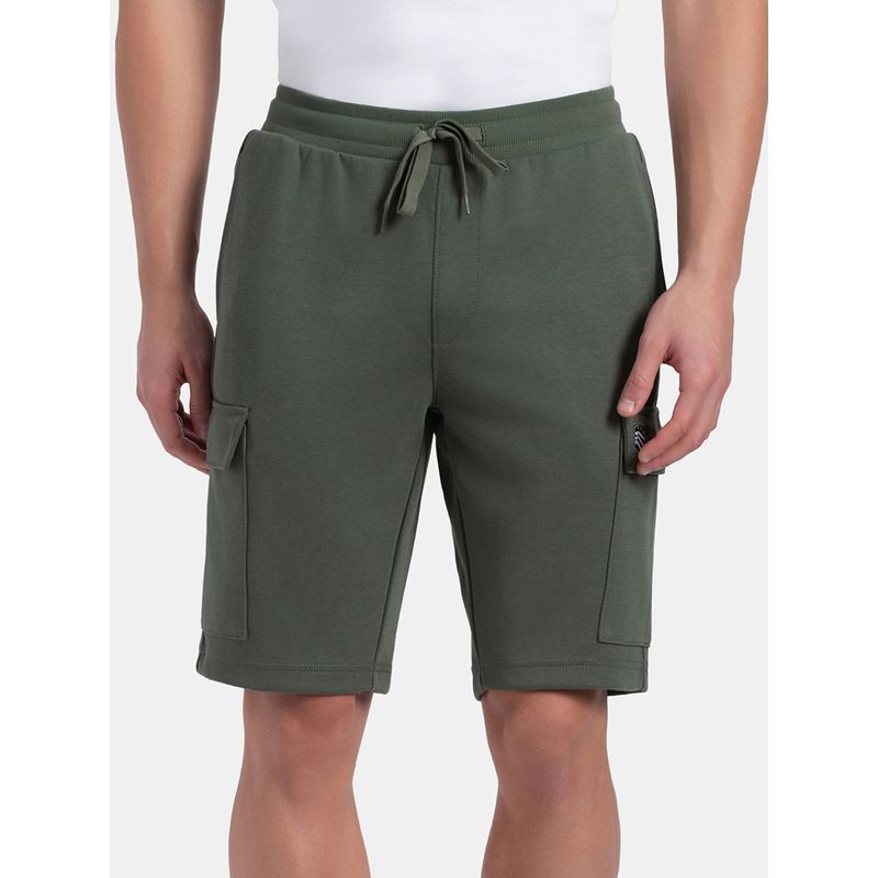 Jockey UM63 Men Super Combed Cotton Rich Cargo Pocket Shorts - Green (S)