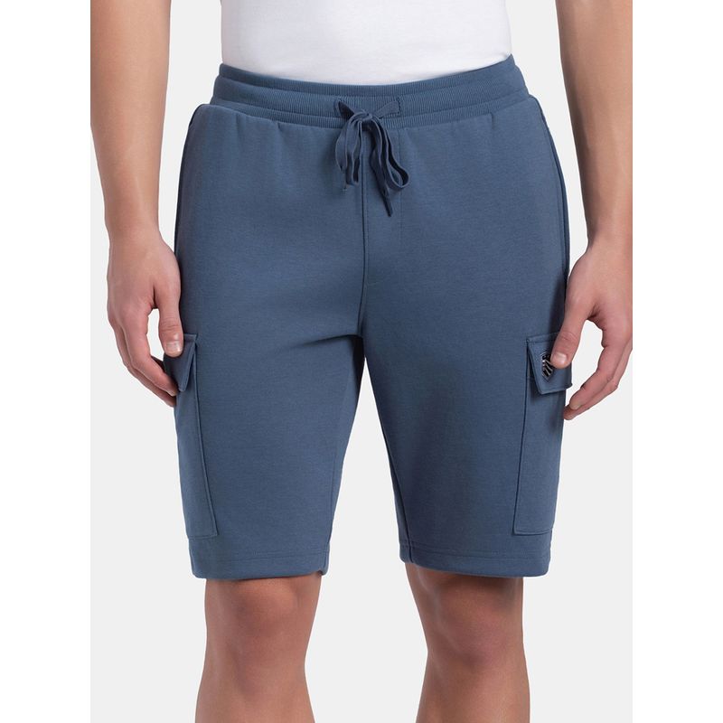 Jockey UM63 Men Super Combed Cotton Rich Cargo Pocket Shorts - Blue (S)