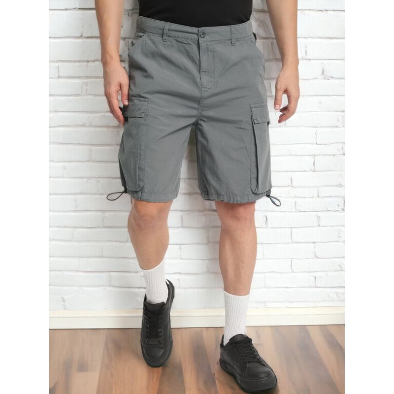 Bene Kleed Men Grey Solid Cargo Shorts (36)