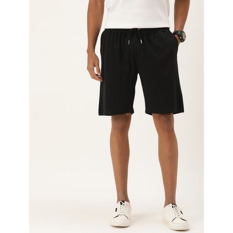 Bene Kleed Men Black Mid-Rise Oversize Pure Cotton Shorts (28)