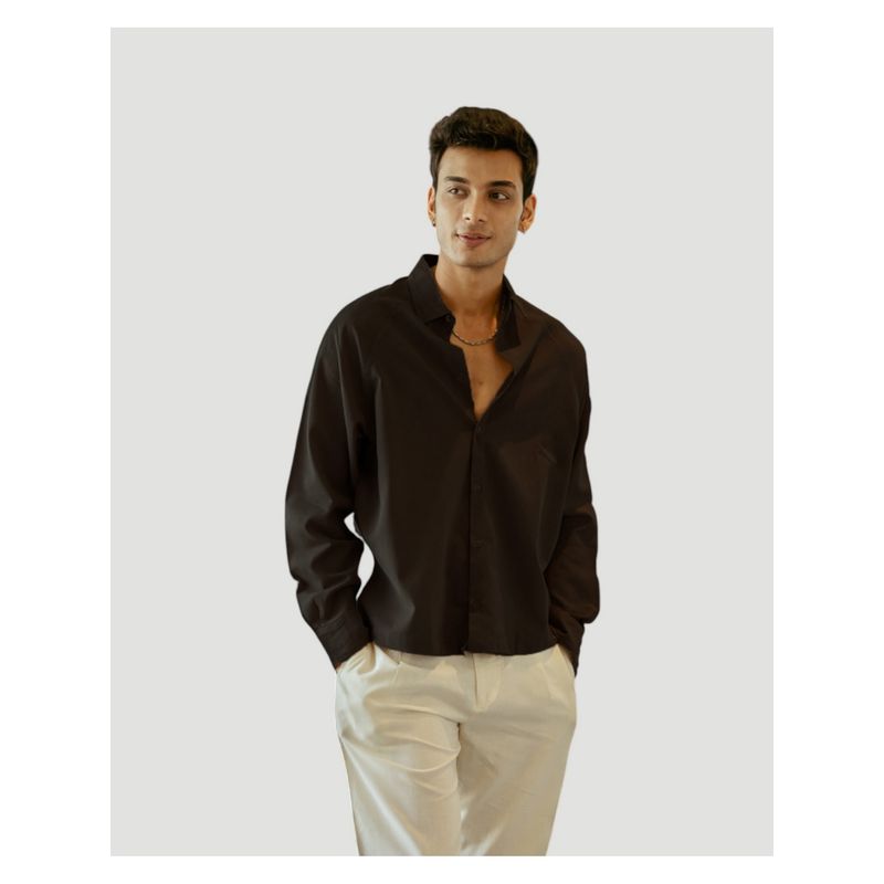 DRAGIT Men Black Linen Solid Shirt (S)