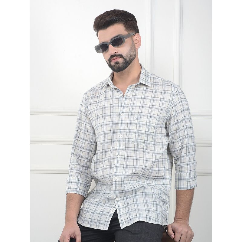 CRIMSOUNE CLUB Men Grey Cotton Blend Checks Shirt (M)
