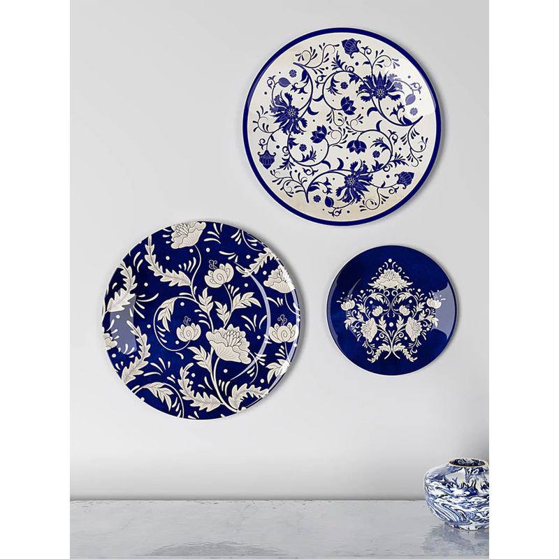 Wallmantra Rajasthani Blue Pottery Wall Plate (Set of 3) Buy