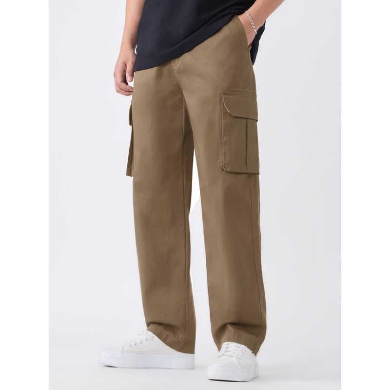 The Souled Store Khaki Solid Cargo Pant (32)