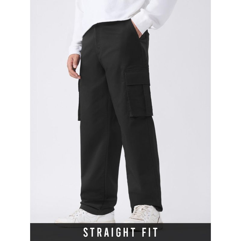 The Souled Store Black Solid Cargo Pant (30)