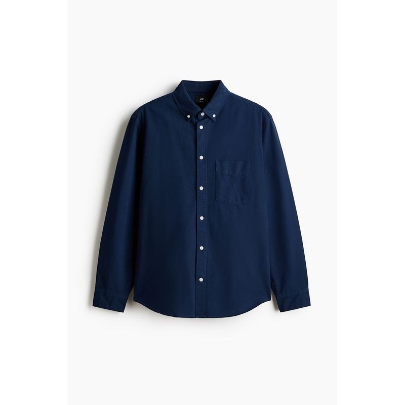 H&M Men Blue Regular Fit Oxford Shirt (M)