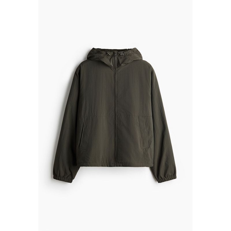 H&M Men Green Water-Repellent Nylon Windbreaker (L)