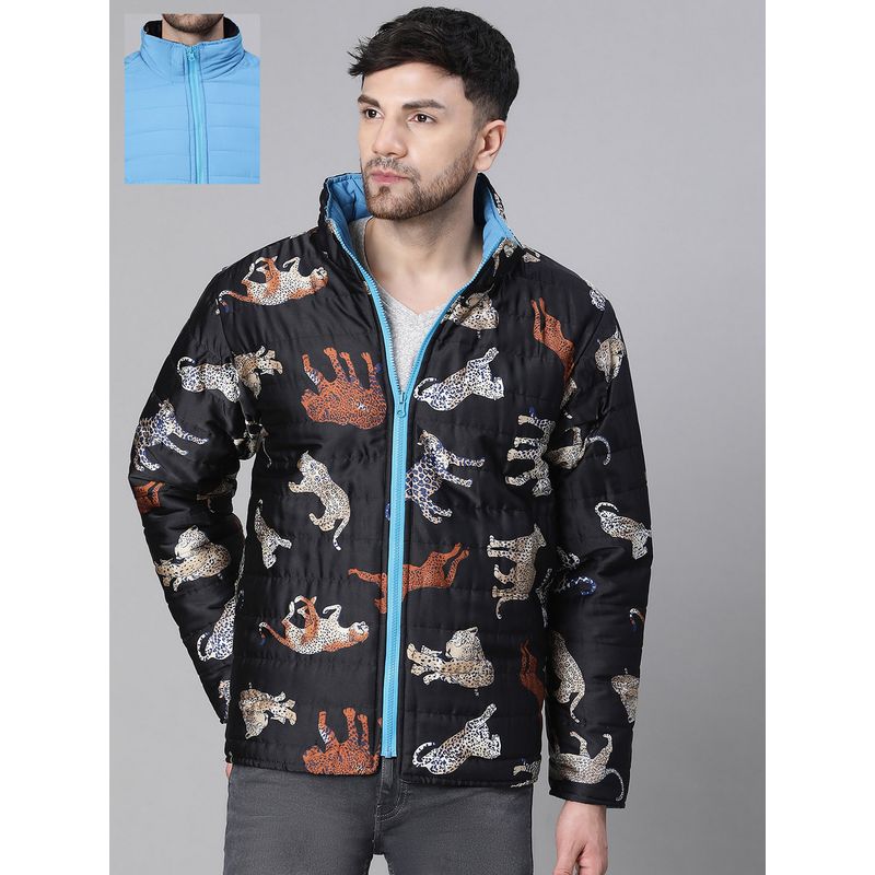 Oxolloxo Men's Black Zip Lined Long Sleeve Reversible Quilted Jacket (S)