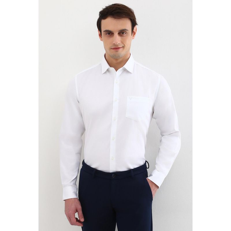 Allen Solly Men White Slim Fit Solid Full Sleeves Formal Shirts (42)