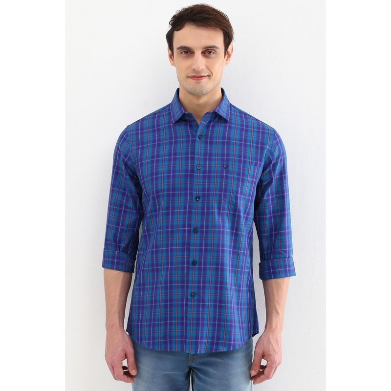 Allen Solly Men Blue Slim Fit Check Full Sleeves Casual Shirts (44)