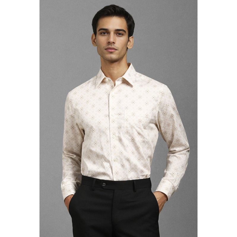 Louis Philippe Men Cream Classic Fit Print Full Sleeves Formal Shirt (40)