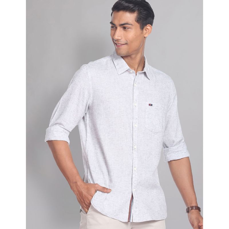 AD By Arvind Triblend Heathered Casual Shirt Grey (46)
